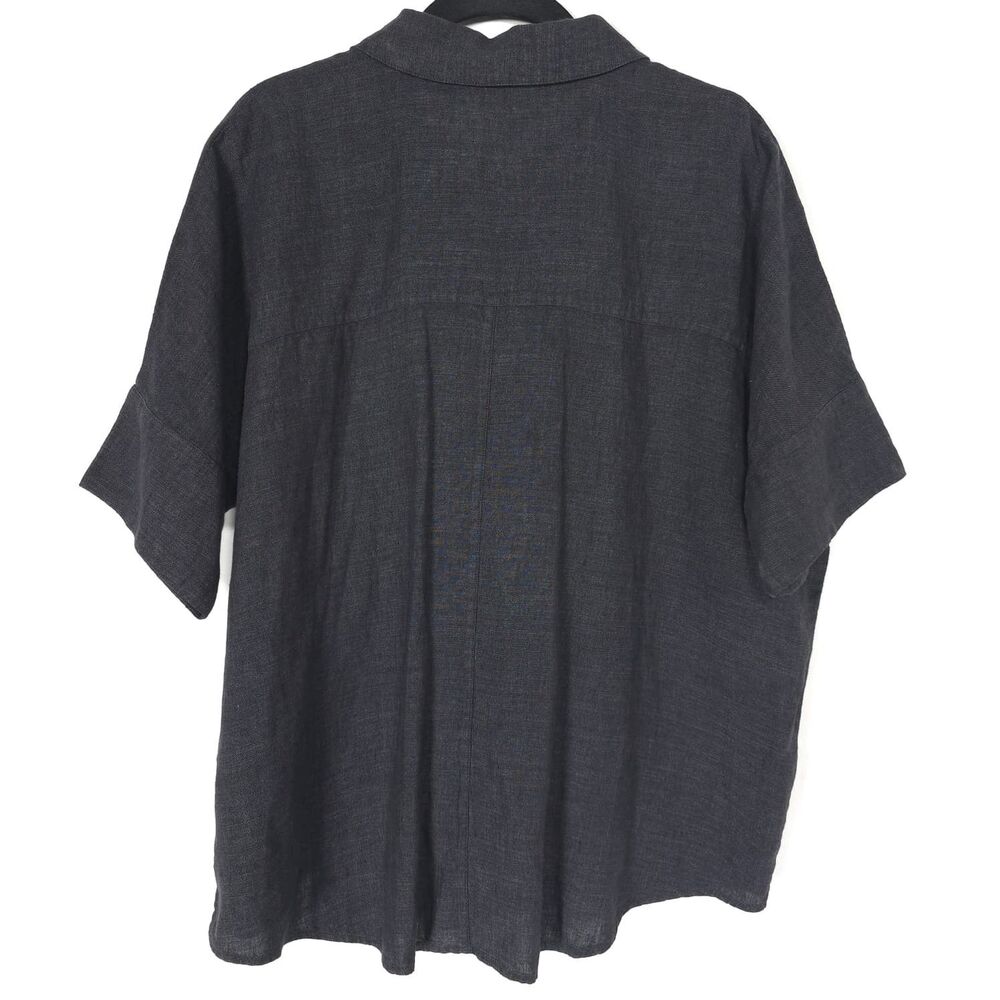 EILEEN FISHER Women's Top Blouse SMALL 100% Organic Linen Dark Blue Shirt S16LOL - Picture 6 of 8